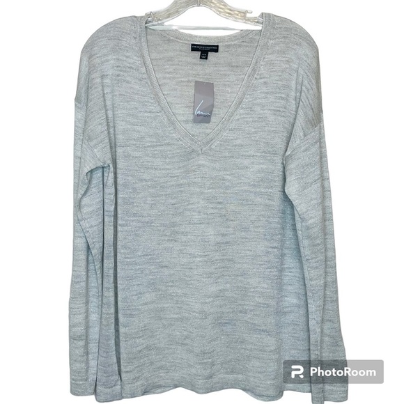 Lane Bryant Fine Merino Collection Silver Metallic V-Neck Sweater 14/16 NWT - Picture 1 of 13